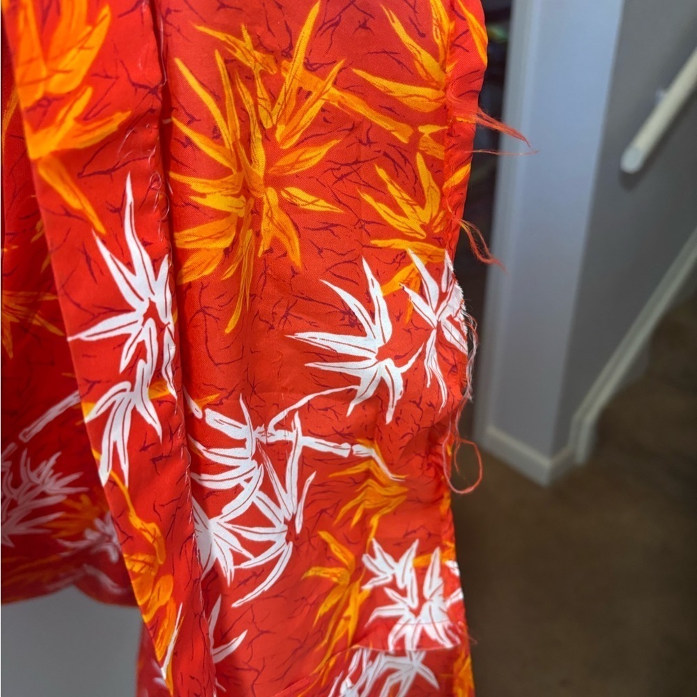 Vintage Hawaii Nei Honolulu Red Hawaiian Floral Luau Long Maxi Dress Size 12 - Picture 6 of 7